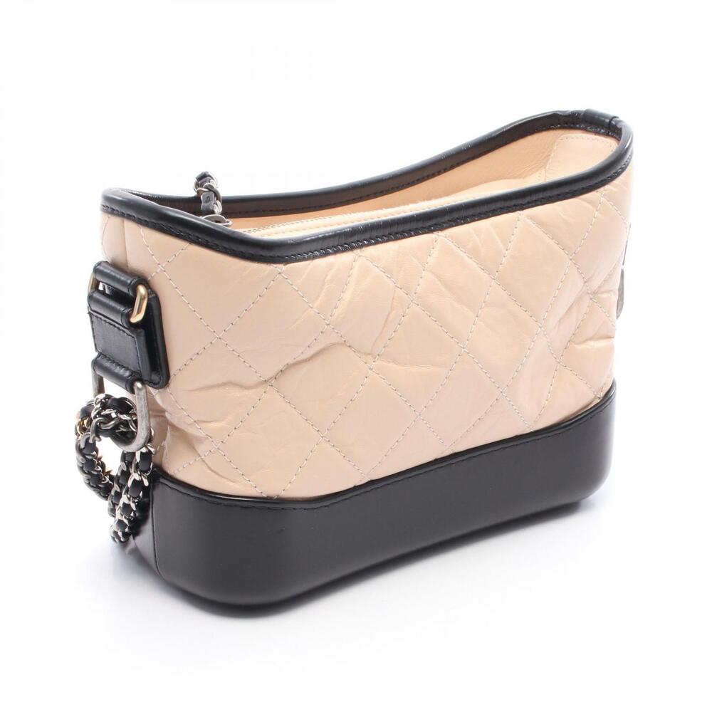 Chanel Black Bag de Gabrielle Hobo Beige Shoulder Leather Black Tan